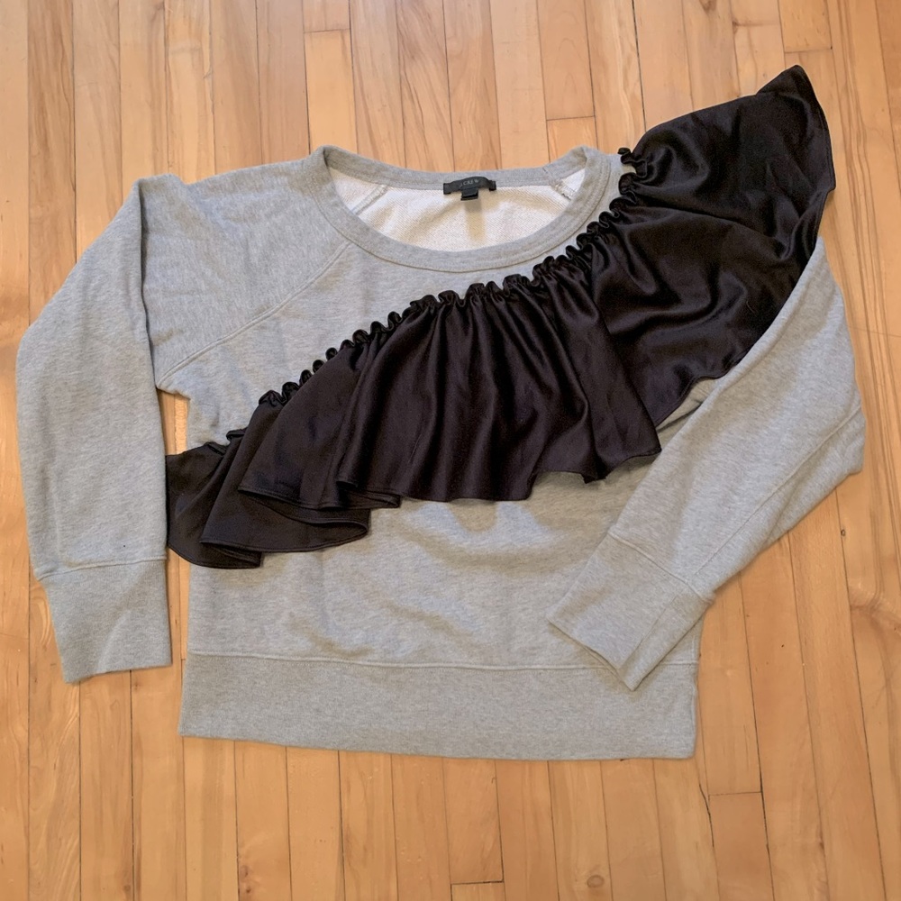Fringe Crewneck Grey Sweater by J crew